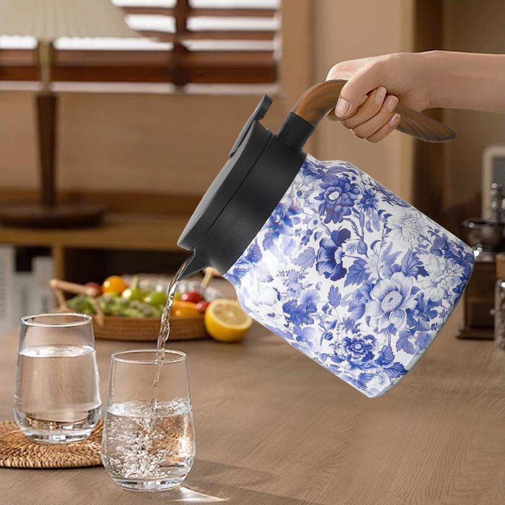 Чайник 1000 мл с цветочным узором и крышкой, винтажный цветочный чайник, встроенный заварник, бутылка для воды для разделения чая для горячих напитков