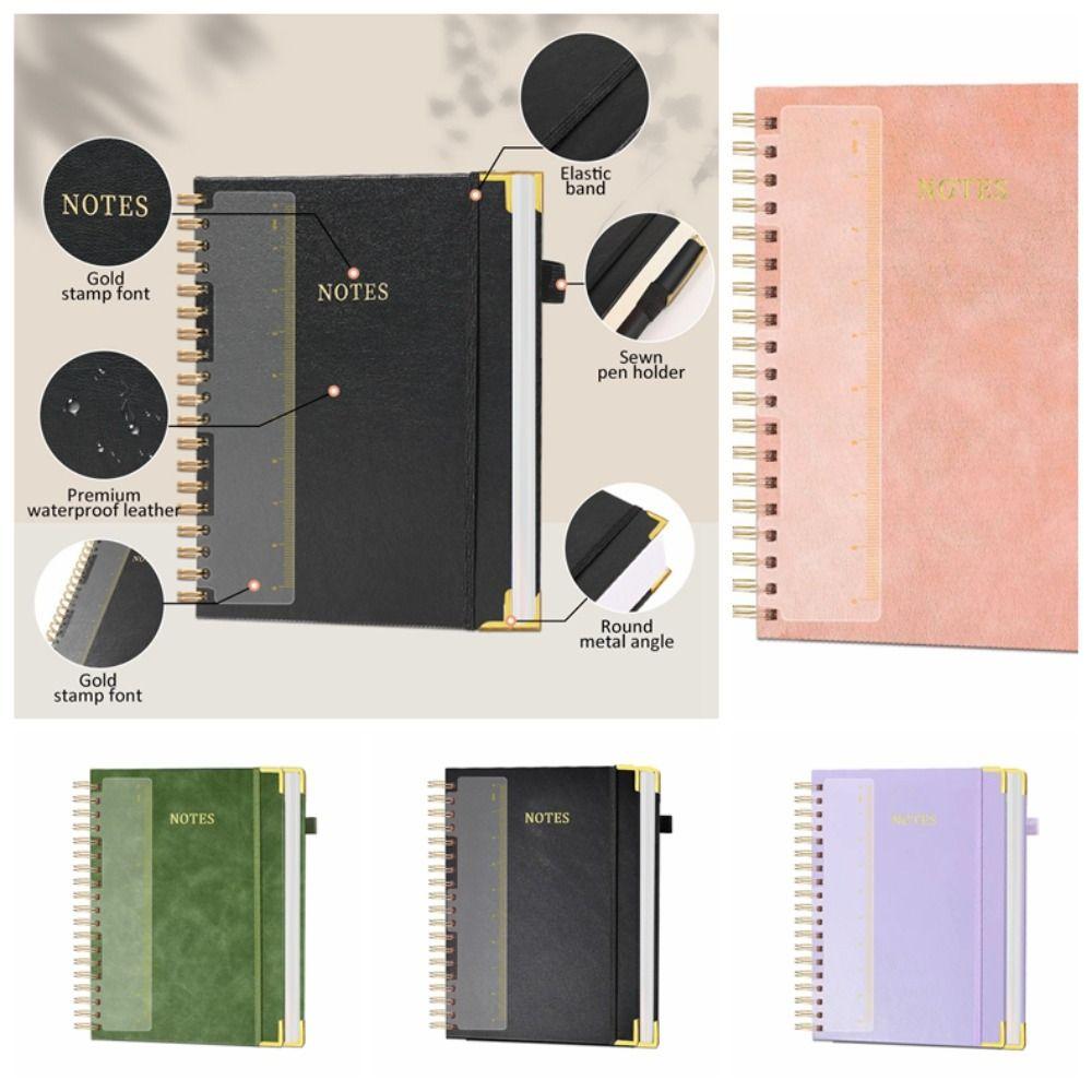 Thick Paper PU Leather Notebook 300 Pages Twin Coil Binding Paper Journal Office Use