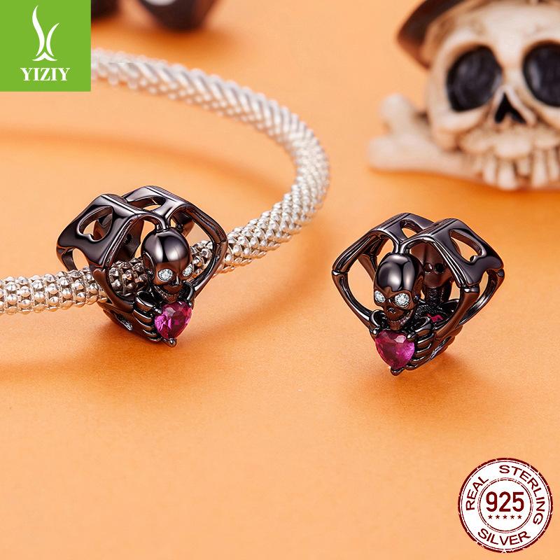 Хэллоуин Чем Сердце Череп Аксессуары для бисероплетения Забавный Фестиваль Посеребренный S925 Позолоченный Черный Бусины Бисероплетение