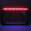 Universal Motorcycle Aluminum License Plate Frame w/LED Light Brake Tail Light, 7"×4"(OD) (Black-Red)