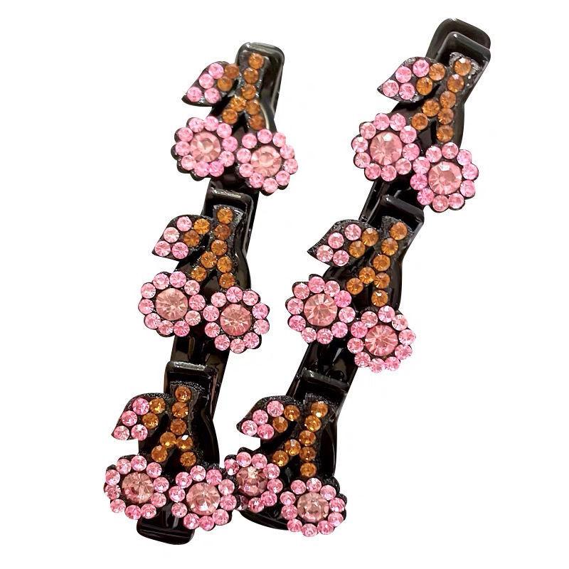 Плетеная шпилька для волос Cherry Rhinestone - корейский стиль, элегантная универсальная боковая заколка для челки 