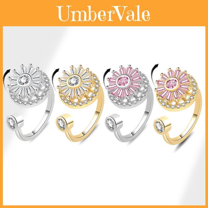 Copper Open Loop Ring With Moving Snowflake Pattern For Female Trendy Hand Accessories