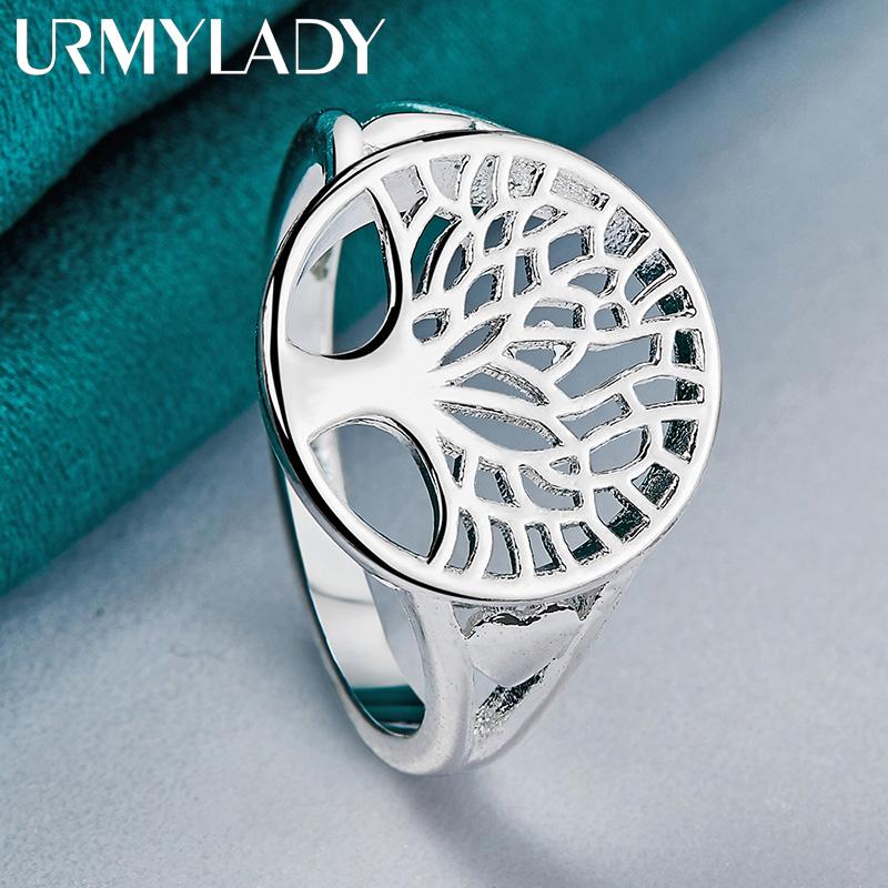 URMYLADY 925 стерлингового серебра Древо жизни 7-10 кольцо для женщин свадебный шарм помолвка мода простые ювелирные изделия