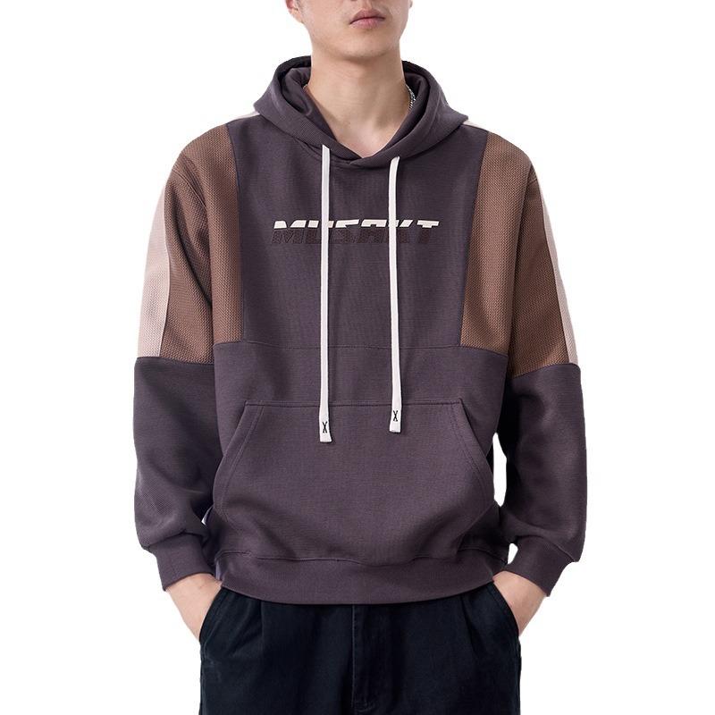Design Sense Contrasting Color Splicing Heavy American Sweater Men'S Loose Large Size Trendy Couple Hoodie