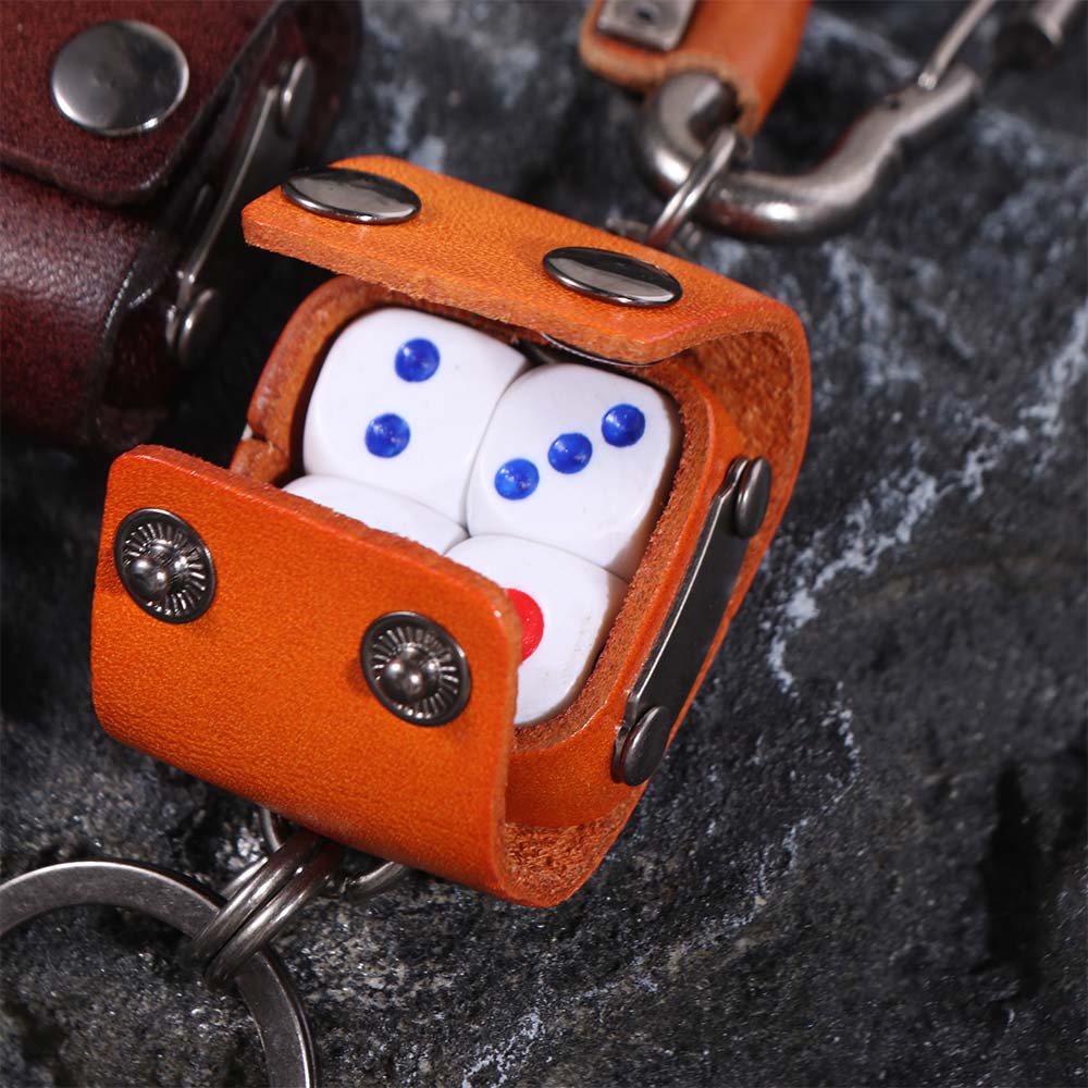Zinc Zinc Alloy Dice Key Chain Leather Cool Cowhide Key Chain Dice Model Keychain Female Lady Girl