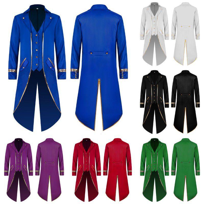 Фрак Стимпанк Длинный Смокинг Средневековый Принц Викторианский Готический Пальто Хэллоуин