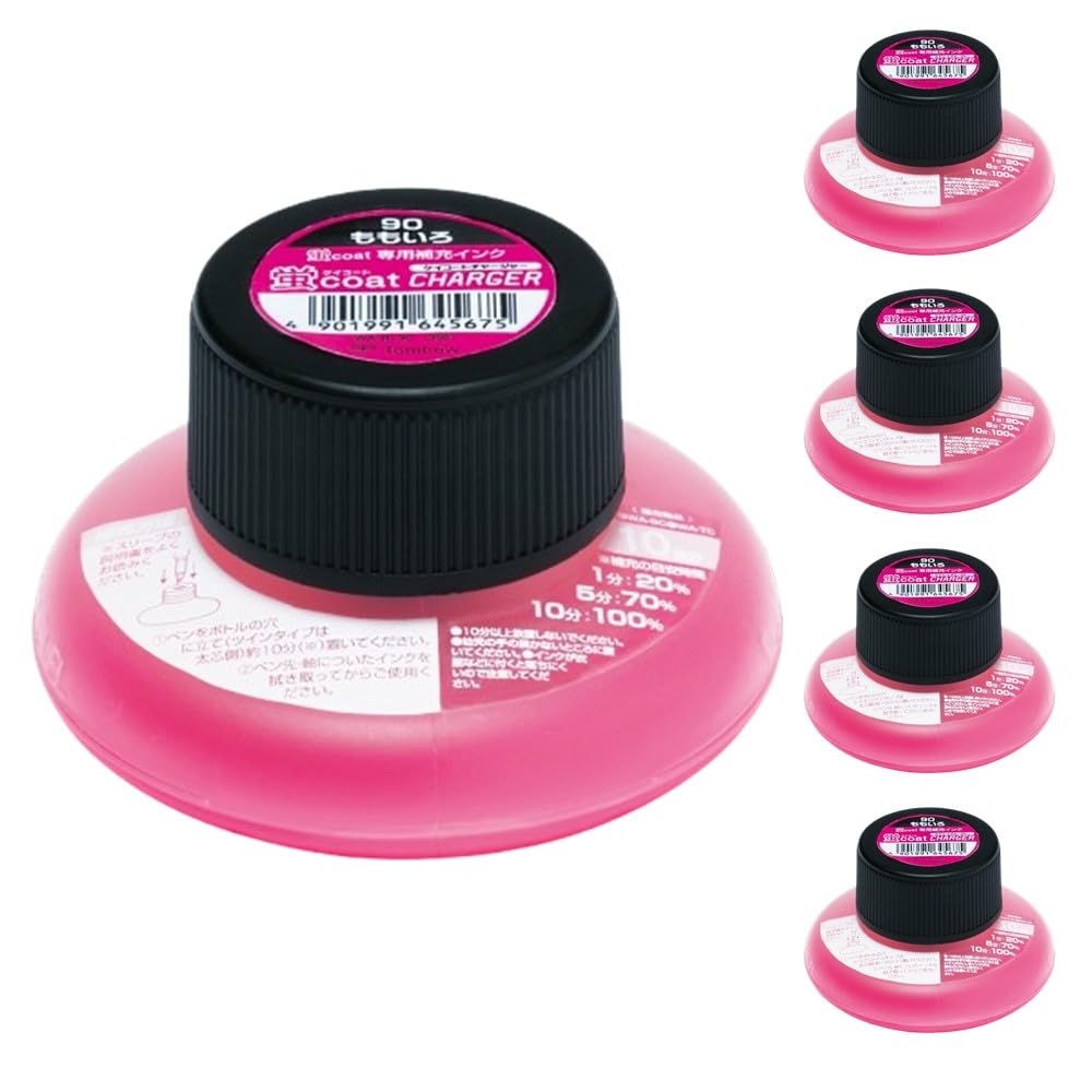 Tombow Highlighter Ink Fluorescent Coat Refills, Charger, Pink, 5-Pack, WA-RI90-5P