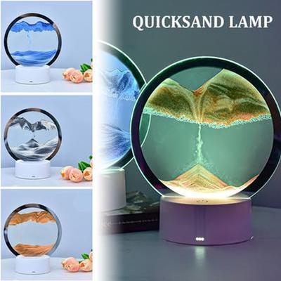 USB светодиодная RGB лампа для песка, ночник с движущимся песком, 7 цветов, свет в виде песочных часов, 3D настольная лампа с движущимся песком, рождественский подарок