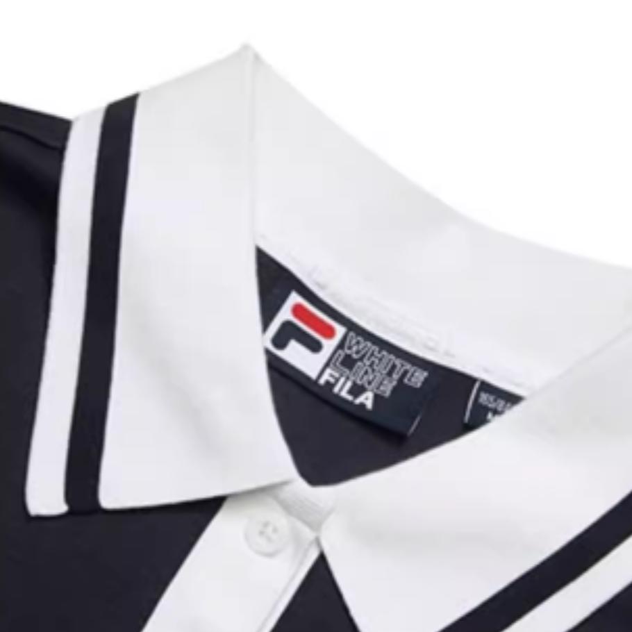 Fila Модное Повседневное Классическое Платье с Коротким Рукавом и Воротником Поло Женские Платья Легендарно-Синее F51W429302ANV