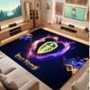 Leeds United Custom Crystal Velvet Rug, Personalized Name Text Print, Football Logo Soft Non‑Slip Floor Mat Home Decor Gift