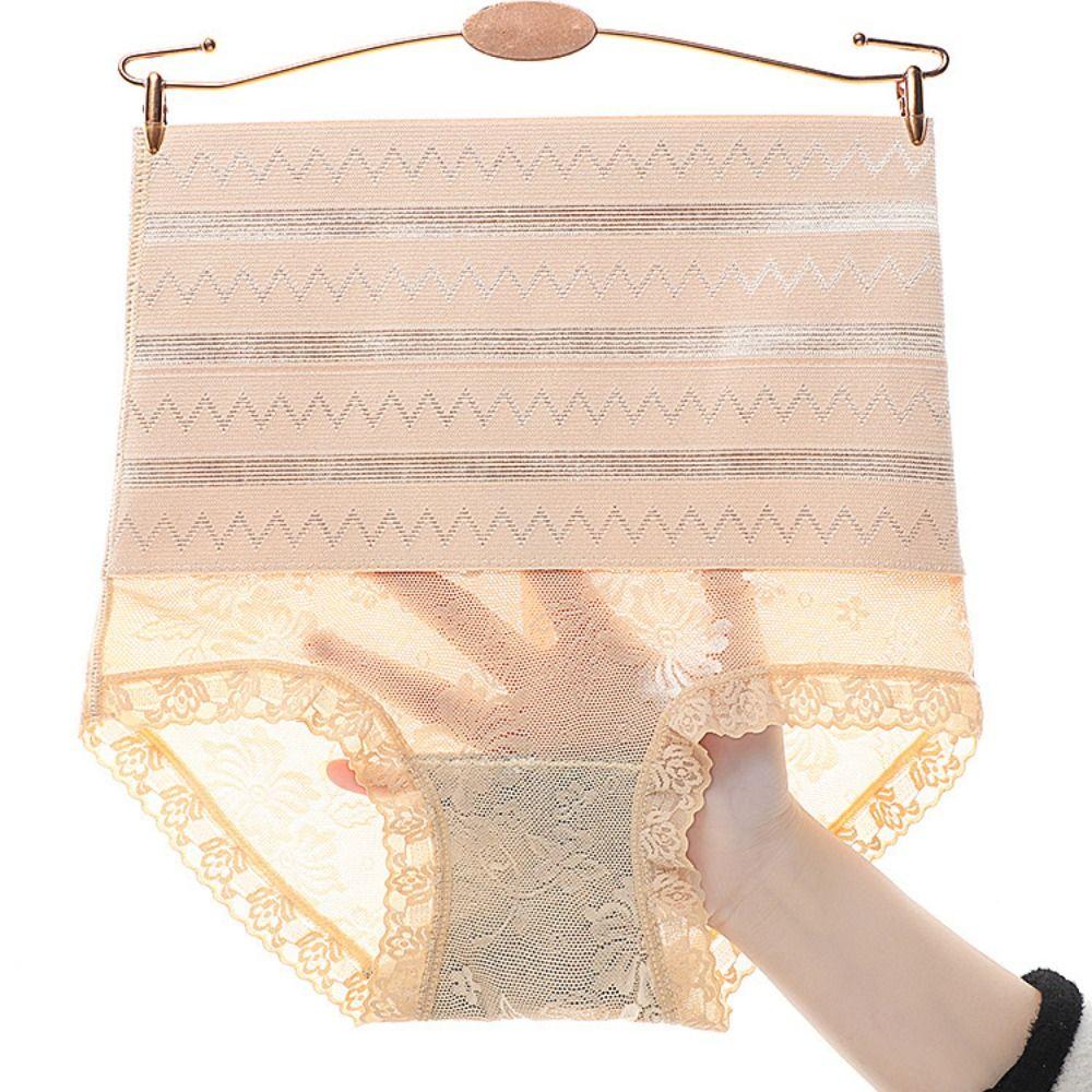 Послеродовое корректирующее белье с высокой талией, бесшовные трусы в волнистую полоску, контроль живота, женское