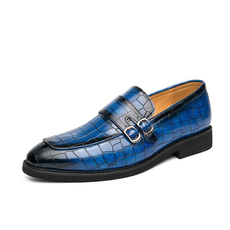 Newest Vintage Blue Genuine Leather Men'S Loafers Low-Heel Comfortable Men Formal Shoes Big Size Slip-On Leather Shoes Casual Men