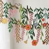 Leaves Flowers Garland Paper Banner Spring Happy Birthday Party Decoration Supplies Kids Girls Favors Home Wall DIY Hanging Flag