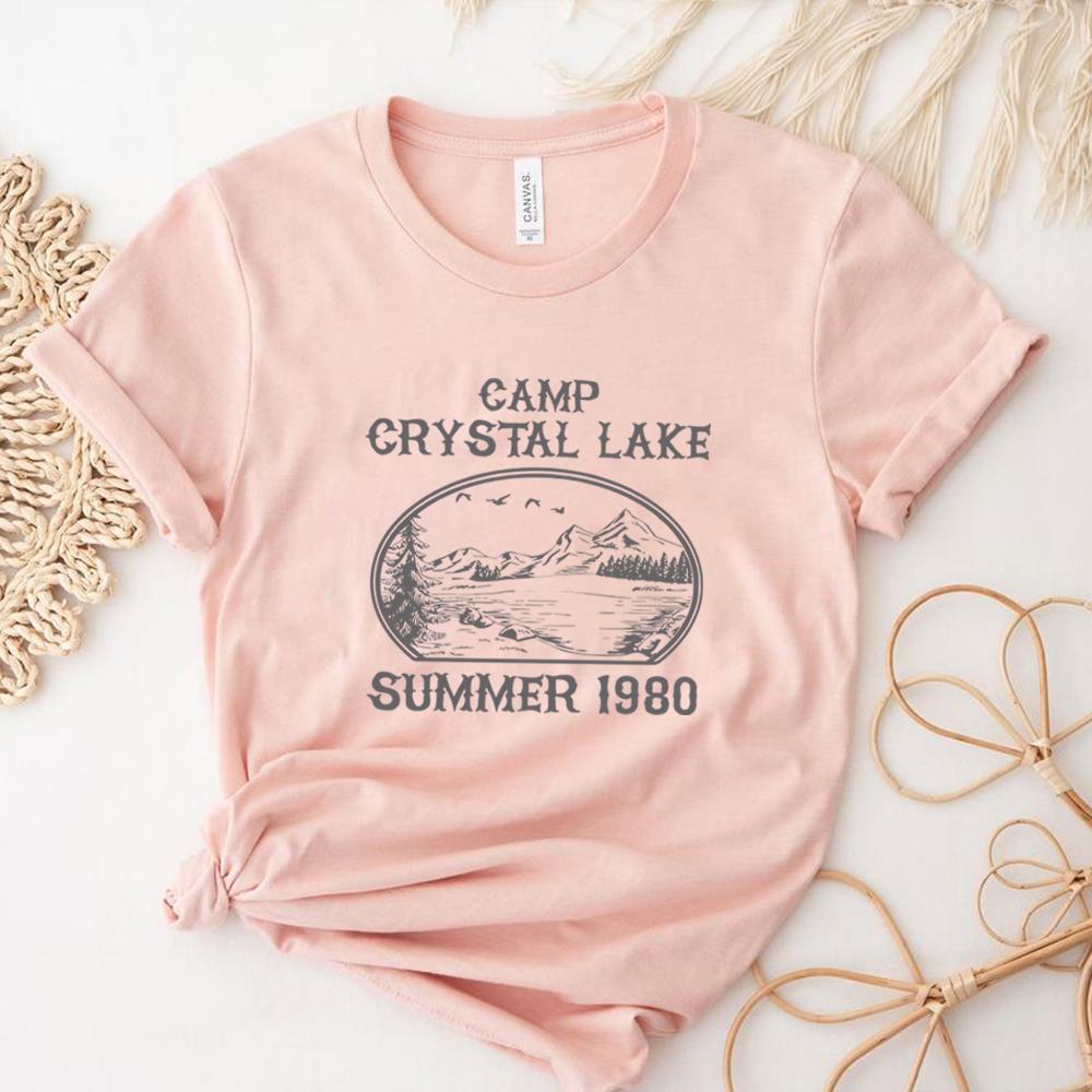 Футболка Хрустальное озеро Пятница 13-е Винтажные футболки Футболки с фильмами ужасов Футболка вожатого 80-е Ретро Футболки с коротким рукавом