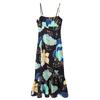 2025 Spring European & American Silk Satin Print Spaghetti Strap Dress