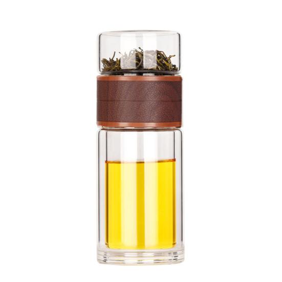 Стеклянная бутылка для заваривания чая, двойная стеклянная чашка для чая, фильтр из нержавеющей стали, герметичная конструкция, устойчивая к температурам, отделение воды для чая