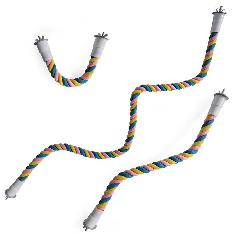 1PC Pet Bird Bite Toy Parrot Color Cotton Rope Toys Elastic Parrot Climbing Toys Sturdy Bird Swing rope Pet Cage Toy Swing Stand