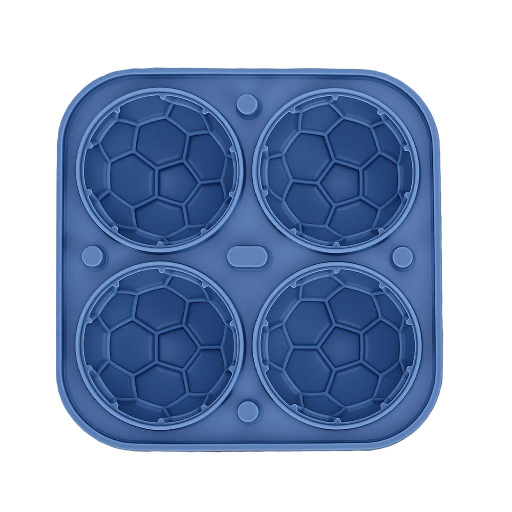 Ice Cube Tray Quick Release Food Grade Silicone 4 Cavity Soccer Ice Cube Mould with Lid for Whiskey Cocktails