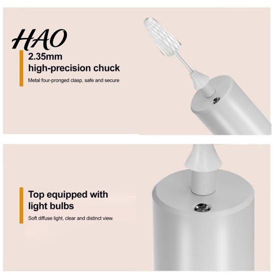 Manicure Pedicure Tool Cordless Electric Nail Drill, 3-Speed File with LED Light, Travel Size Shaping USB Rechargeable for Shaping, Buffing,