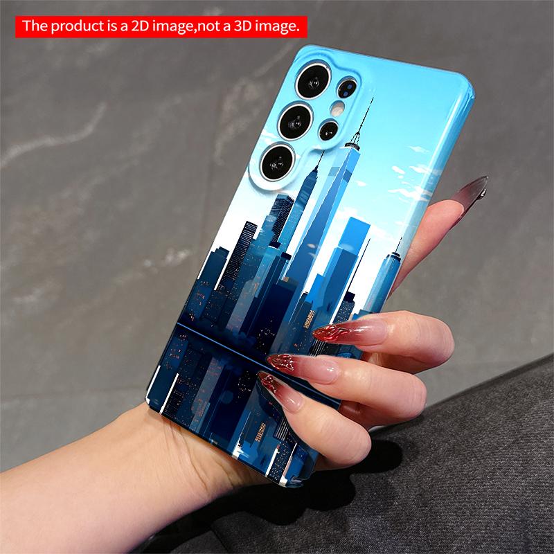 2DFlat Samsung phone case Blue Sky City Reflection Phone Case Applicable to Galaxy S22 S23 S24 S25ULTRA S26 A12 A13 A14 A15 A16