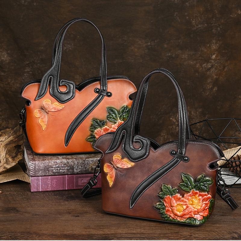 Johnature Женская сумка из натуральной кожи, роскошные сумки ручной работы с тиснением в стиле ретро, сумки большой емкости на плечо и через плечо