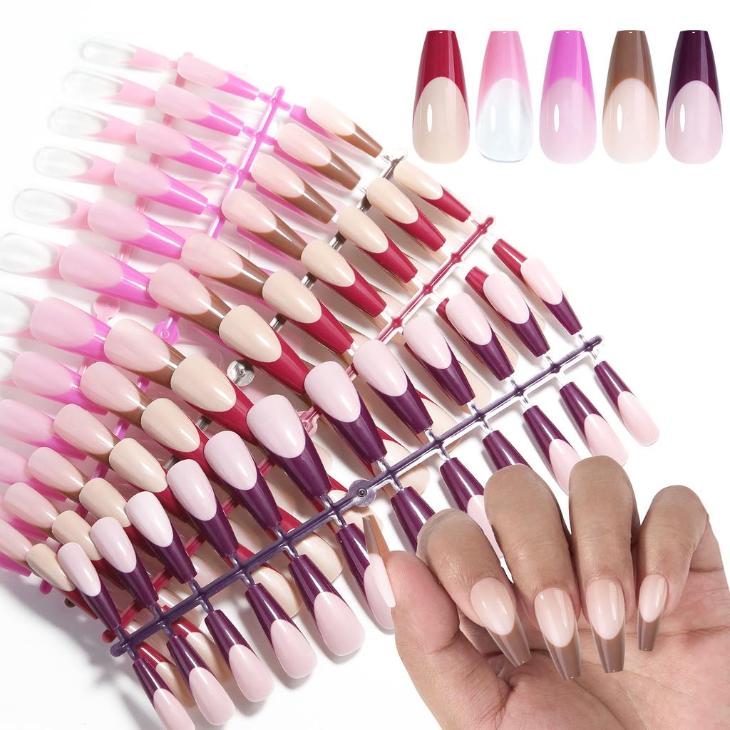 Французский маникюр без следов короткие миндалевидные пластины для дизайна ногтей готовые съемные ногти 120 пластин