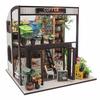 Moin Moin Dollhouse Miniature DIY Kit Set: Coffee Shop with Plants | Two-Story Modern | Medium | LED Light + Acrylic Case (Product Code: 2008DH193)