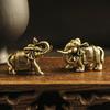 Brass Antique Wealth Elephant Figurine - Auspicious Ruyi Desktop Decoration