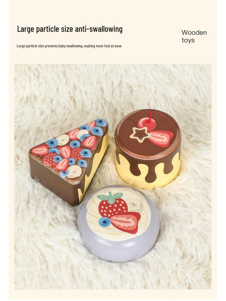 Wooden Dessert Kitchen Set: Pretend Play Cake & Ice Cream Afternoon Tea Toy