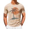 Runcati Mens Short Sleeve T-Shirts Graphic Crew Neck Shirt Printed Tees | Casual, Summer Beach, Sunset Palm Tree, Vintage Hawaiian Tees
