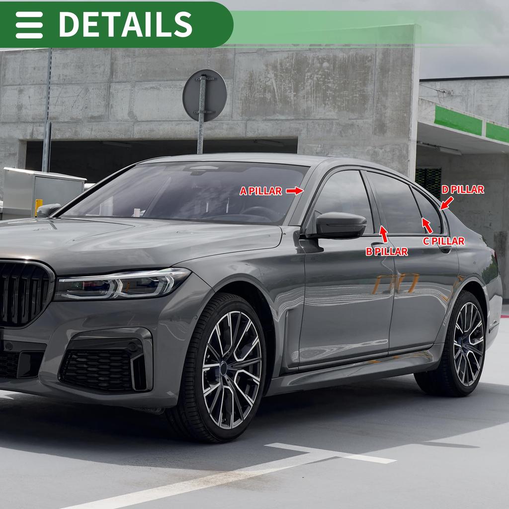 Motoforti Pillar Covers, Pillar Garnishes, Anti-Scratch Door Stickers for Mercedes CLS 2012-2014, Black