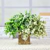 Букет из 5 веток искусственных листьев эвкалипта, пластиковые зеленые растения, цветочная композиция, декоративный пластиковый искусственный цветок