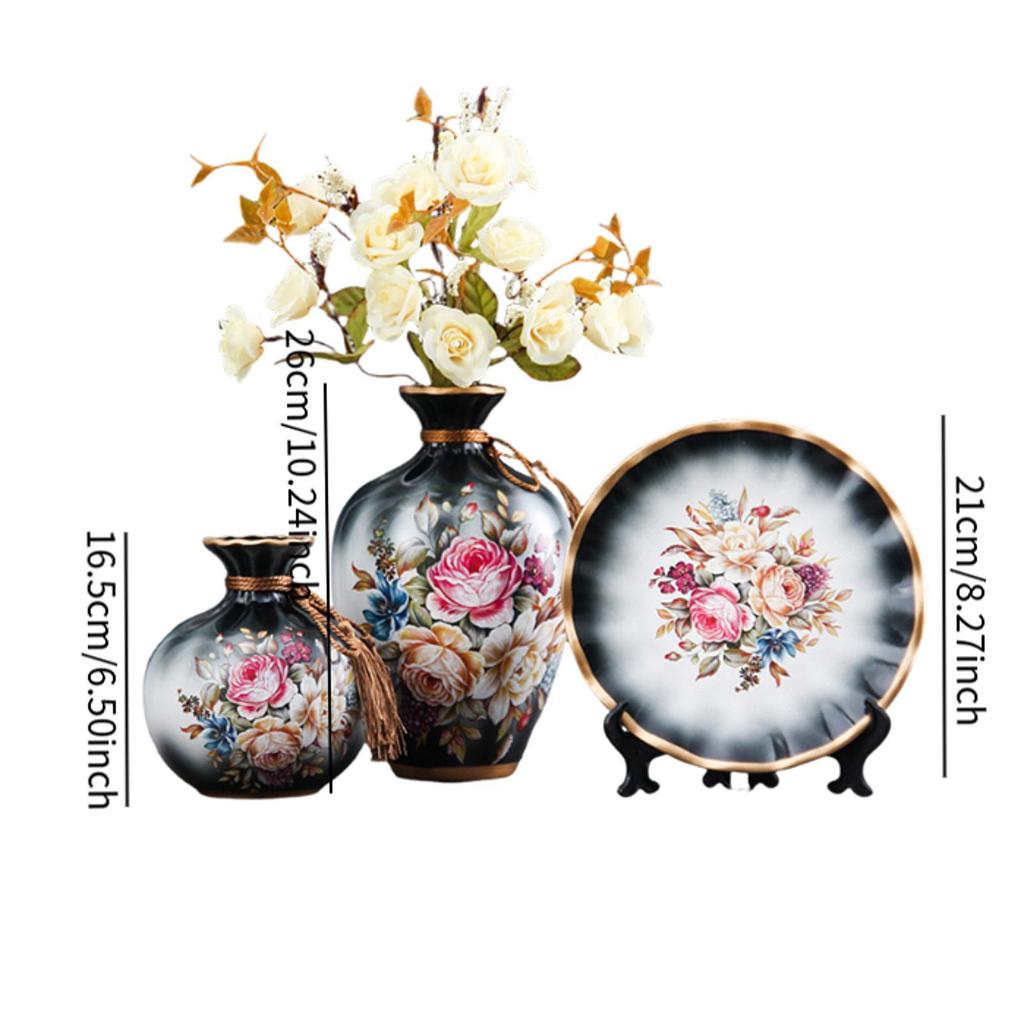3Pcs Ceramic Vases Stylish Ornaments Wedding Decorations Lightweight Flower Arrangement Display for Bedroom Cabinet Balcony