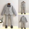 Children's Vest Set Spring Style Flower Boy Wedding Outfit Baby Birthday First Birthday Dress Boys' British Gentleman Performance Costume