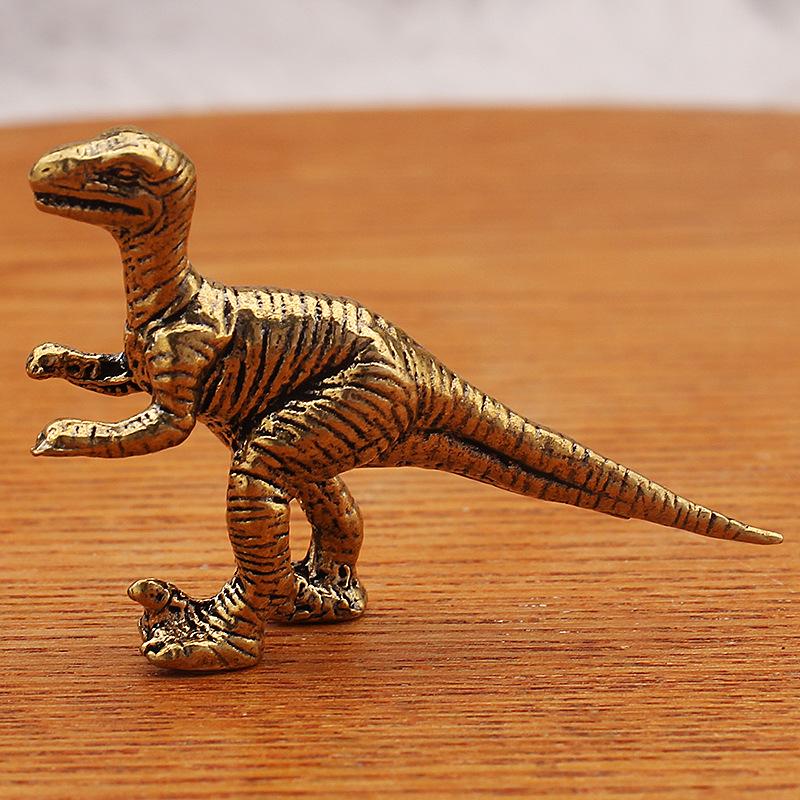 Миниатюрные латунные фигурки динозавров, ornaments, металлические статуэтки животных, семья динозавров юрского периода, маленькая статуэтка, декор для дома, поделки, аксессуары