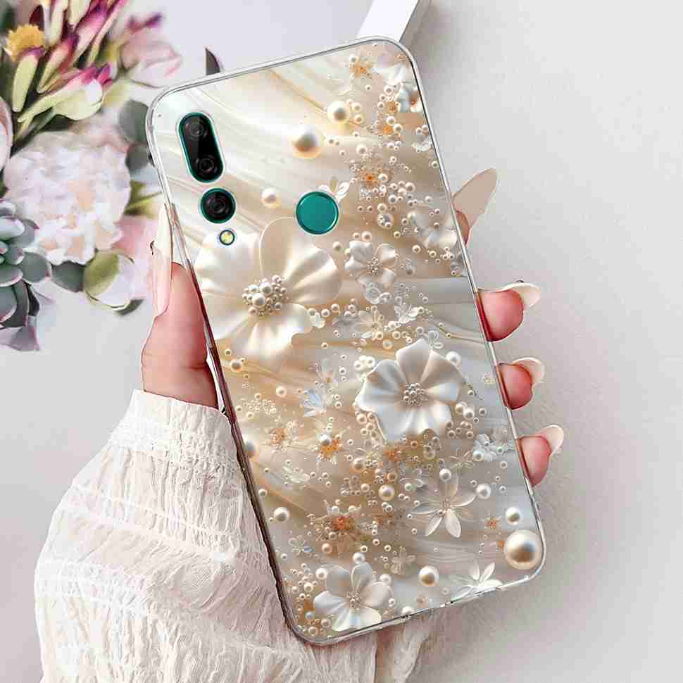 For Huawei Y9 Prime 2019 6.59" Case Soft Silicone Fashion Flowers TPU Cover For Huawei y9 Prime 2019 STK-L21 Bumper Shell Coque