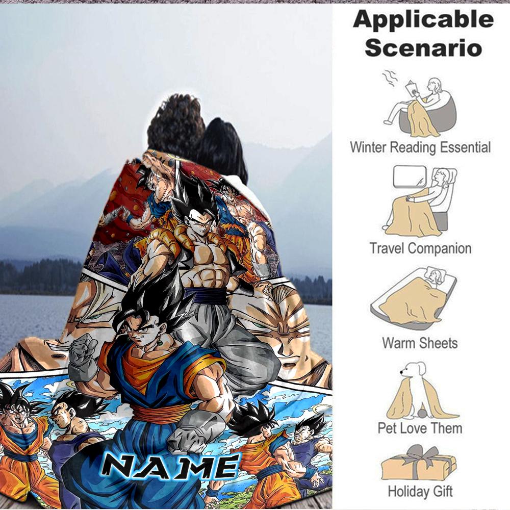 Custom 1pc Dragon Ball Super Saiyans Blanket, Soft And Comfortable Blanket, Casual Warm, Camping Travel Blanket, Birthday Gift Q91241