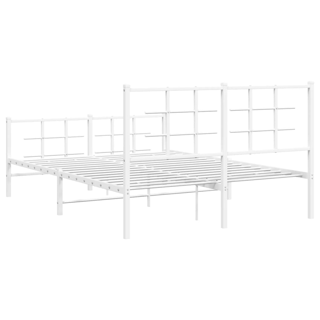 Vidaxl Металлическая Рама Кровати С Изголовьем И Изножьем, Белая, 140X190 См