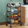 Kitchen Storage Rack Floor Standing Storage Rack with Wheel Microwave Shelf Cart Multifunctional Microwave Oven Vegetable Basket
