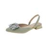 Design Sense Niche Low-heeled Shoes Retro Single Shoes Temperament Celebrity Rhinestone Square Buckle Back with Sandals