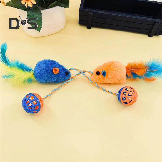 Интерактивная игрушка-мышка для кошек с колокольчиками, имитация плюшевой мыши, жевательная игрушка для кошек, пушистая игрушка-колокольчик для кошек, живущих в помещении