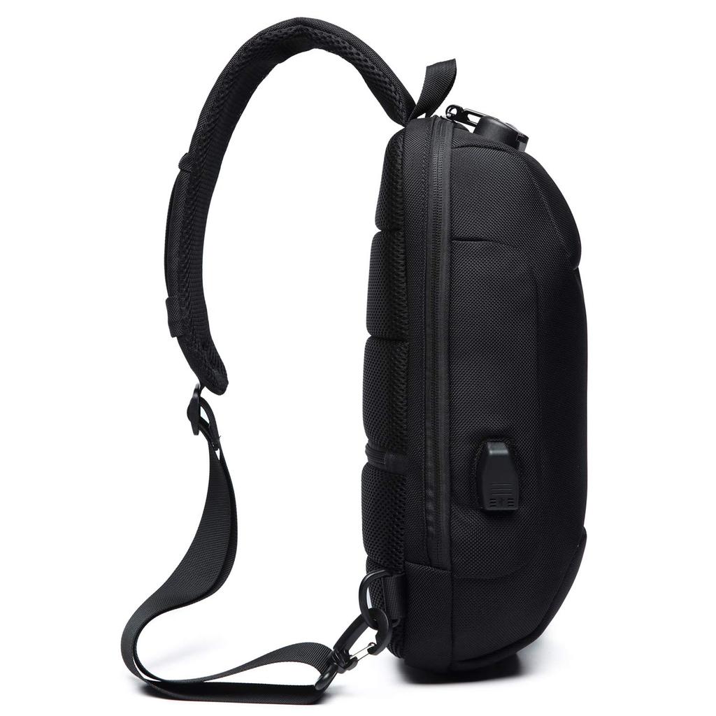 Yanmo Crossbody Bag with USB Charging Waterproof and Fits a iPad Men's Port, Anti-Theft, 9.7-inch (Black)