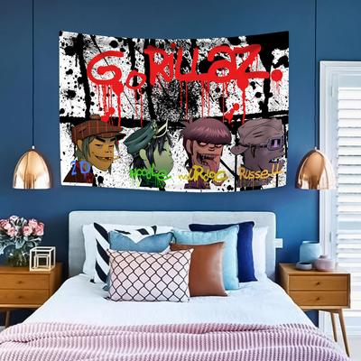 Музыкальная группа Gorillaz Гобелен Поп-рок Домашнее украшение Большая тканевая настенная накидка для спальни, общежития, дивана, одеяла