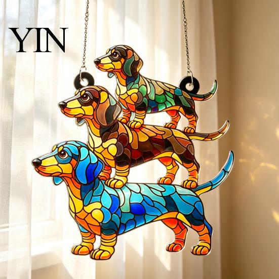 Unique Gift for Friends Dachshund Hanging Ornament, Acrylic Window Sun Catcher, Cute Catcher Decoration Windows Dog Home Room Decor, Front Porch
