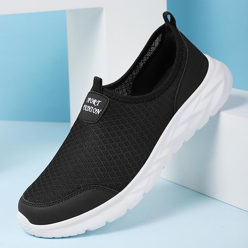 Мужские летние сетчатые повседневные кроссовки с плоской подошвой, удобные, легкие, ленивые, с мягкой подошвой, дышащие, вулканизированные