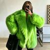 European and American winter fur coat women's medium and long loose suit collar imitation fox hair artificial fur coat