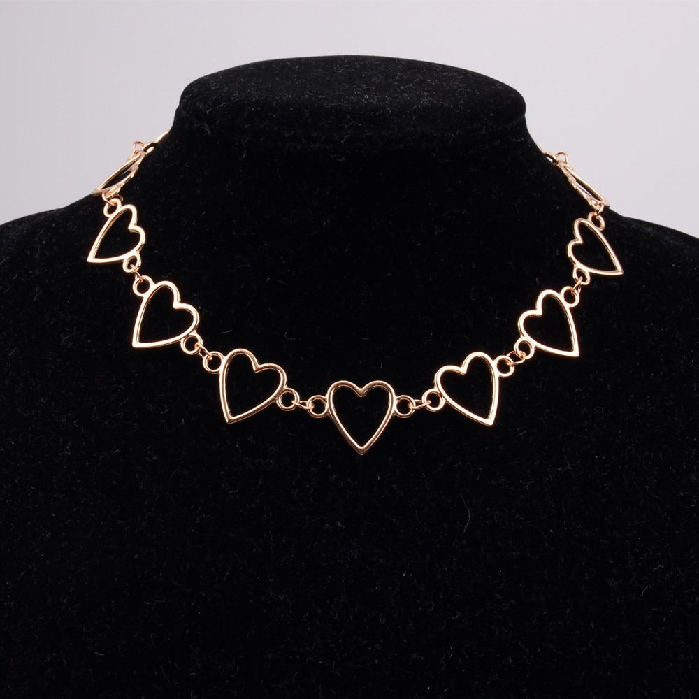 Independent Gothic Metal Hollow Connecting Heart Neck Chain Collar Necklace Women 'S Egirl Cosplay Aesthetic Jewelry Jewelry