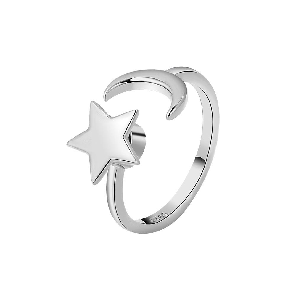 Fashion Creative Stars Rotating Ring Female Openings Can Be Turned Adjustable Star and Moon Index Finger Ring Astrolabe Ring