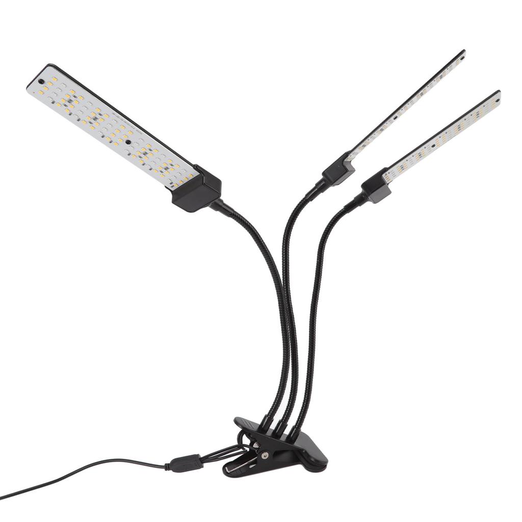 Светодиодная лампа для выращивания растений с клипсой, гибкая ножка, полный спектр, три головки с таймером для суккулентов