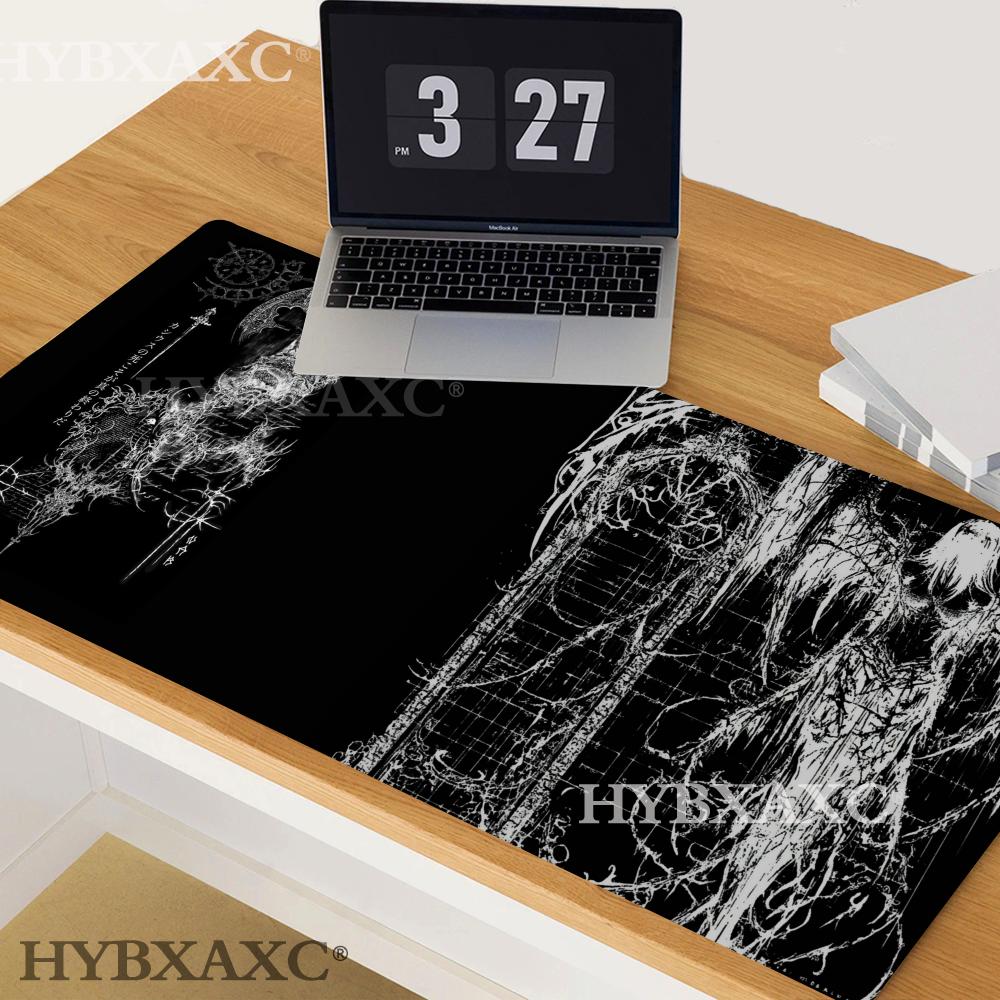 HYBXAXC Большая игровая подставка под мышь Готический Темный Аниме Нескользящая резиновая настольная подкладка Для ПК Ноутбука Черно-белый Арт Декор Коврик для мыши